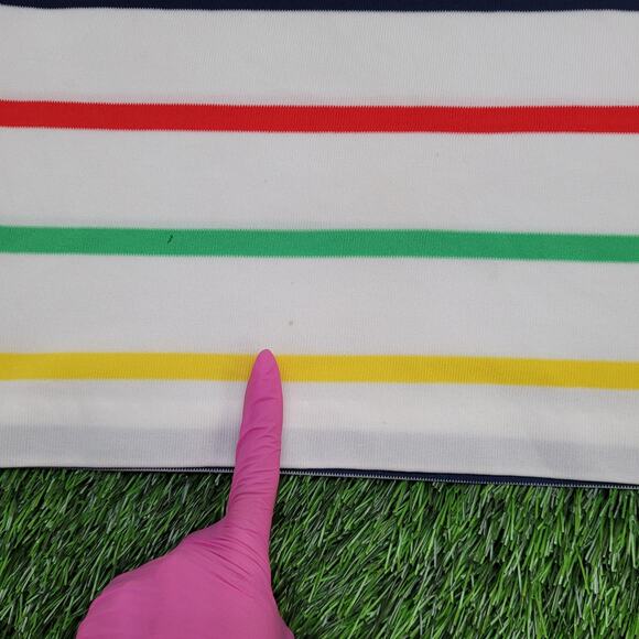 Vintage 90s MOD Striped Polo Shirt Womens Small 18x23 Hippie - Picture 5 of 11